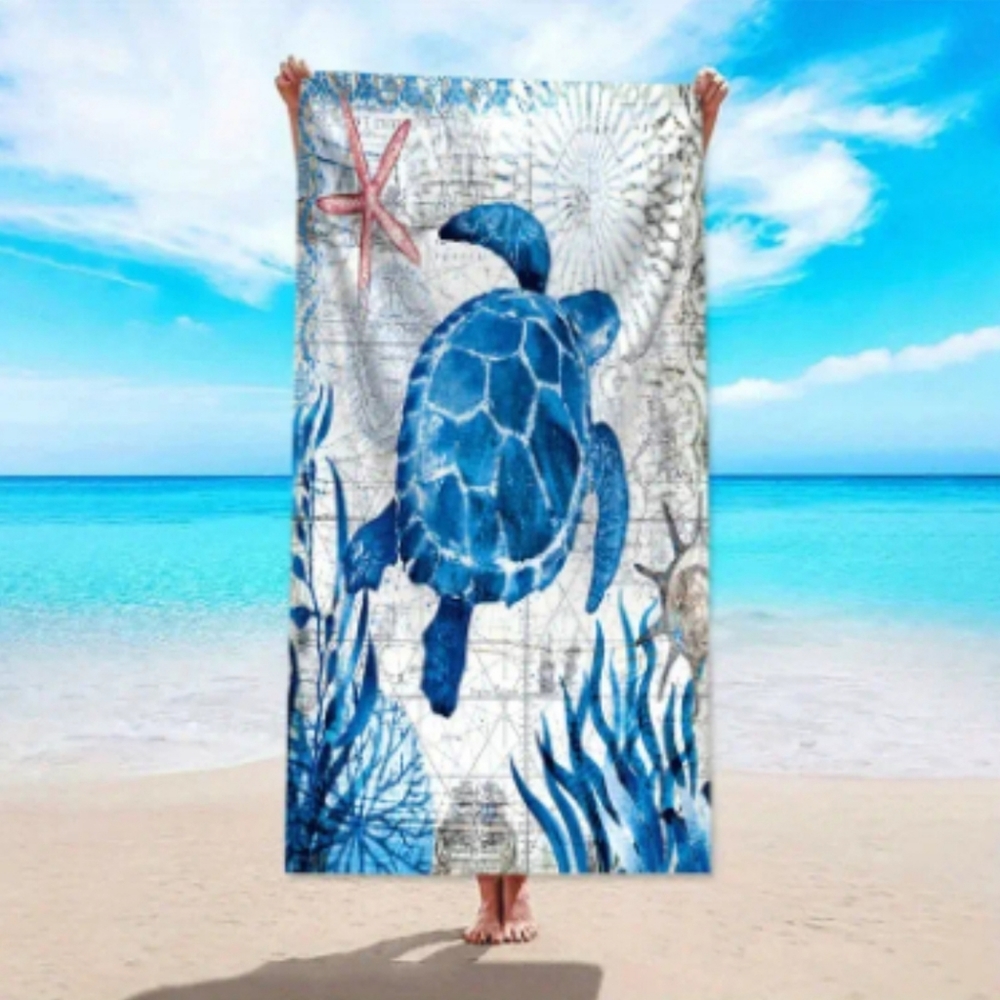 Sale LARGE SOFT ABSORBENT FAST DRYING TURTLE 🐢 BEACH TOWEL. BEAUTIFUL 31.5x63"
